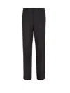 Fendi Trousers In Black Ff Jacquard Linen Blend
