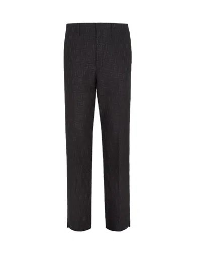 FENDI FENDI LINEN AND COTTON BLEND TROUSERS