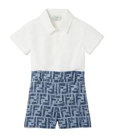 Fendi Linen And Poplin Baby Playsuit In Color