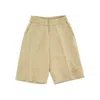 Fendi Linen Bermuda Shorts With Logo Embroidery Kids In Neutral