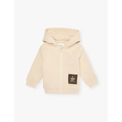 Fendi Babies'  Linen Brand-patch Zipped Cotton-jersey Hoody 12-24 Months