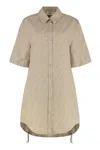 Fendi Embroidered Chambray Shirt Dress In Brown