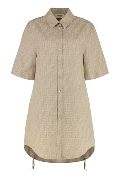 FENDI FENDI LINEN-COTTON BLEND DRESS
