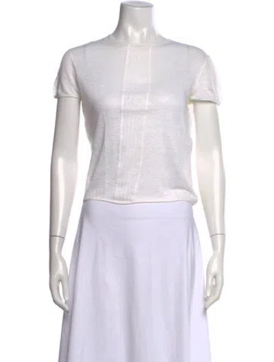 Pre-owned Fendi Linen Crew Neck T-shirt In White