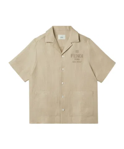 Fendi Linen Junior Shirt In Nude