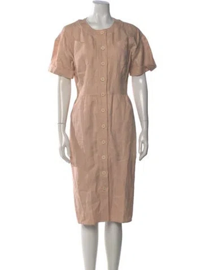 Pre-owned Fendi Linen Midi Length Dress In Pink