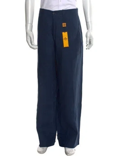 Pre-owned Fendi Linen Pants W/ Tags In Blue