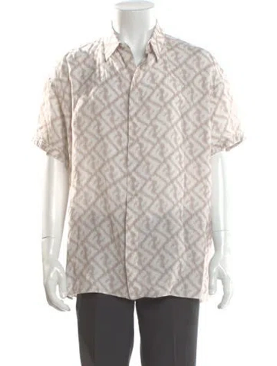 Pre-owned Fendi Linen Printed Shirt In Neutral