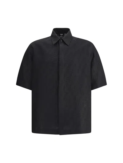 Fendi Ff Jacquard Shirt In Black