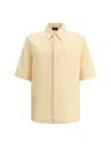 Fendi Men Jacquard Linen And Cotton Shirt With All-over Ff Embroidery In Pink