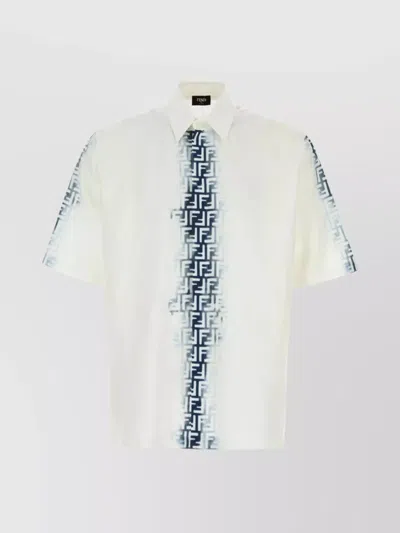 Fendi Linen Shirt With Contrast Sleeve Trim In White
