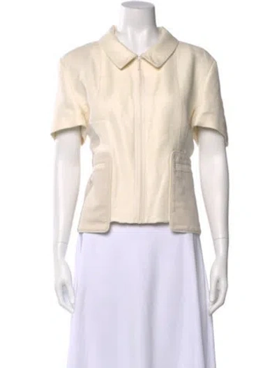 Pre-owned Fendi Linen Short Sleeve Top In Neutral