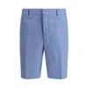 Fendi Linen Bermuda With Jacquard Trousers Light Blue