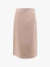 Fendi Linen Skirt With Side Zip And Slit