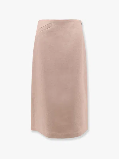 FENDI LINEN SKIRT WITH SIDE ZIP AND SLIT
