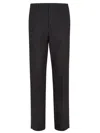 Fendi Trousers In Black Ff Jacquard Linen Blend In Gray