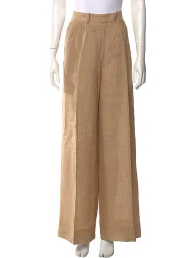 Pre-owned Fendi Linen Wide Leg Pants In Neutral