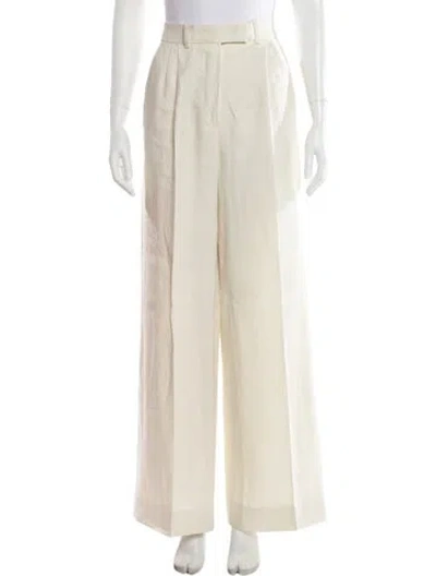 Pre-owned Fendi Linen Wide Leg Pants In Neutrals