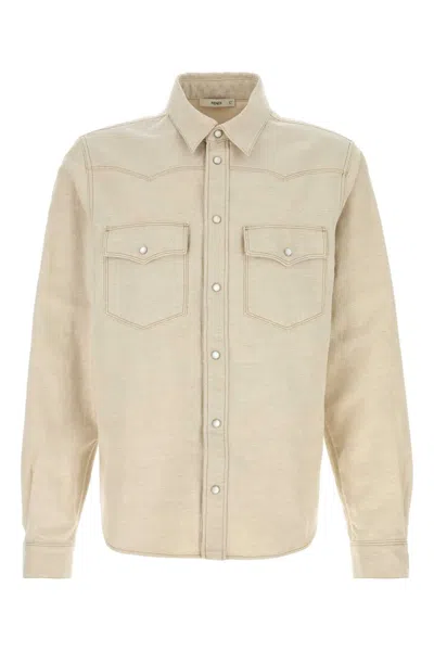 Fendi Linen-blend Overshirt Shirt In Neutral