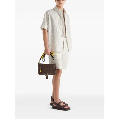 Fendi Linen-cotton Blend Shorts In White
