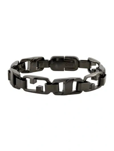 Pre-owned Fendi Link Logo Bracelet, 8" In Black