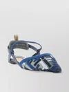 Fendi Blue Flat Mesh Slingbacks With Ff Embroidery