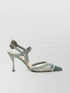Fendi Matcha Green Ff Mesh High-heel Slingbacks In Green