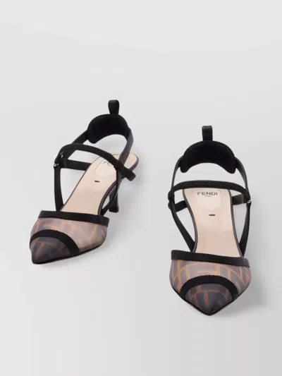 Fendi Lite Slingback Pumps Grosgrain Ribbon In Black