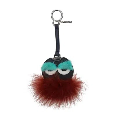 Fendi Little Monster Pattern Key Chain In Brown