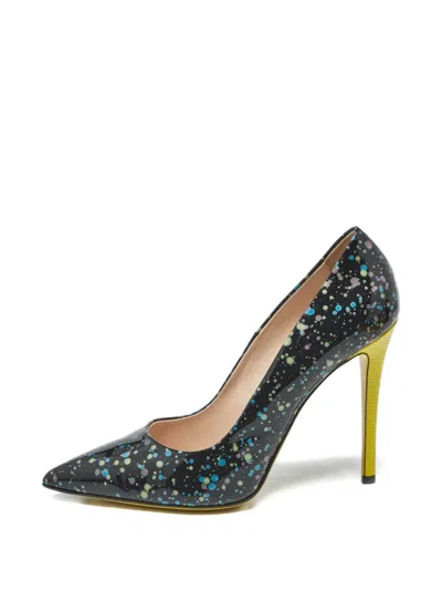 Pre-owned Fendi Lizard-embossed Pointed Pumps In Black
