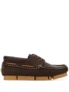 Fendi Chocolate Leather Deck Loafers In Brown