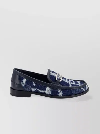 Fendi Loafer O' Lock Buckle Frayed Leather