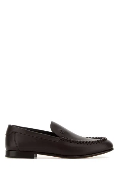 Fendi Whipstitch-detail Loafers In Brown