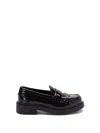 Fendi Leather Loafers With Fringed Moccasin Stitching In Black  