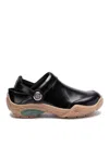 Fendi Ff-embroidered Leather Clogs In Black