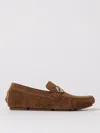 Fendi Men Driver Crosta Suede Loafers In Brown