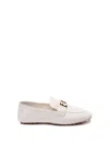 Fendi Hardware Square Toe Studded Sole Loafers In White