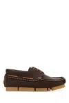 Fendi Chocolate Leather Deck Loafers In Brown
