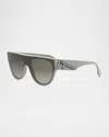 Fendi Logo Acetate & Nylon Shield Sunglasses In Light Greenother Gradient Green