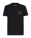 Fendi Embroidered Logo-patch Cotton T-shirt In Black