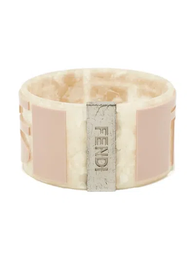 Pre-owned Fendi Logo-appliqué Bangle In Neutral