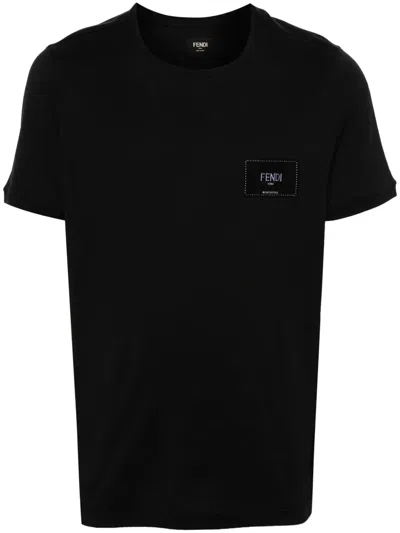 FENDI LOGO-APPLIQUÉ COTTON T-SHIRT