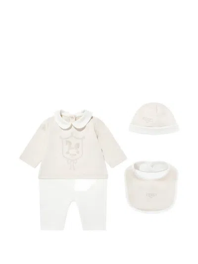 Fendi Logo Babygrow Set In White