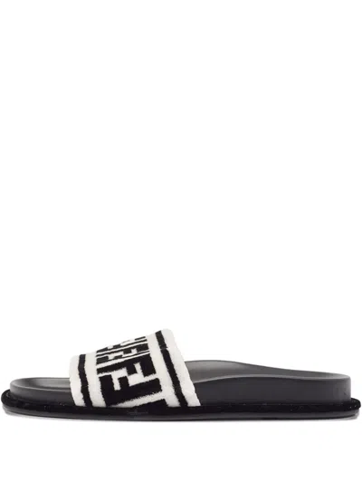 Pre-owned Fendi Logo-band Flat Sandals In White