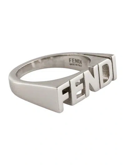 Pre-owned Fendi Logo Band Ring In Multi