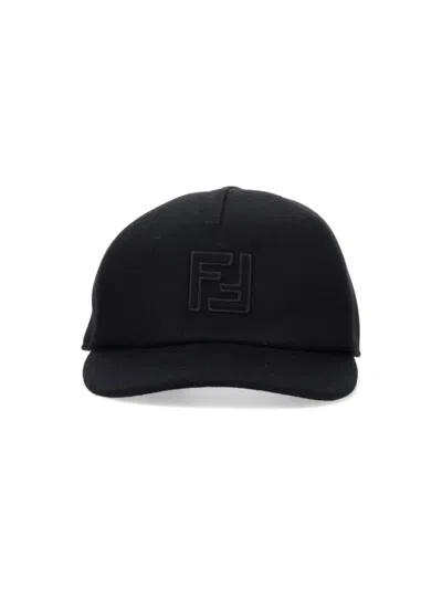 Fendi Logo Baseball Cap In Black