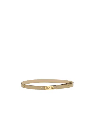 Fendi Logo Belt In Nude