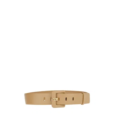 Fendi Logo Belt In Nude | ModeSens