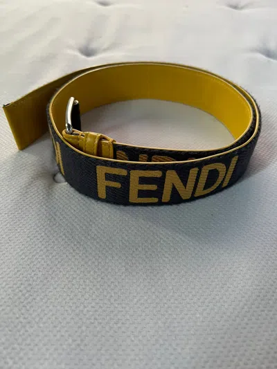 Pre-owned Fendi Logo Belt In Yellow