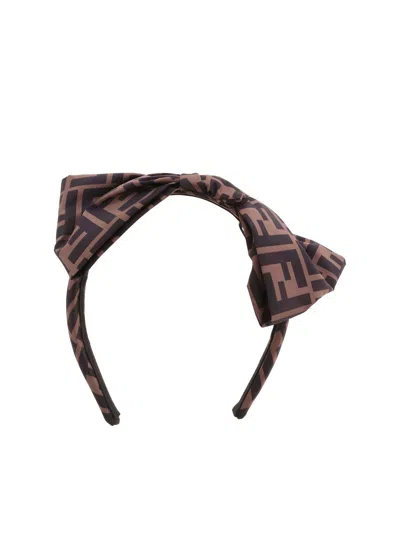 Fendi Logo Bow Headband In Black